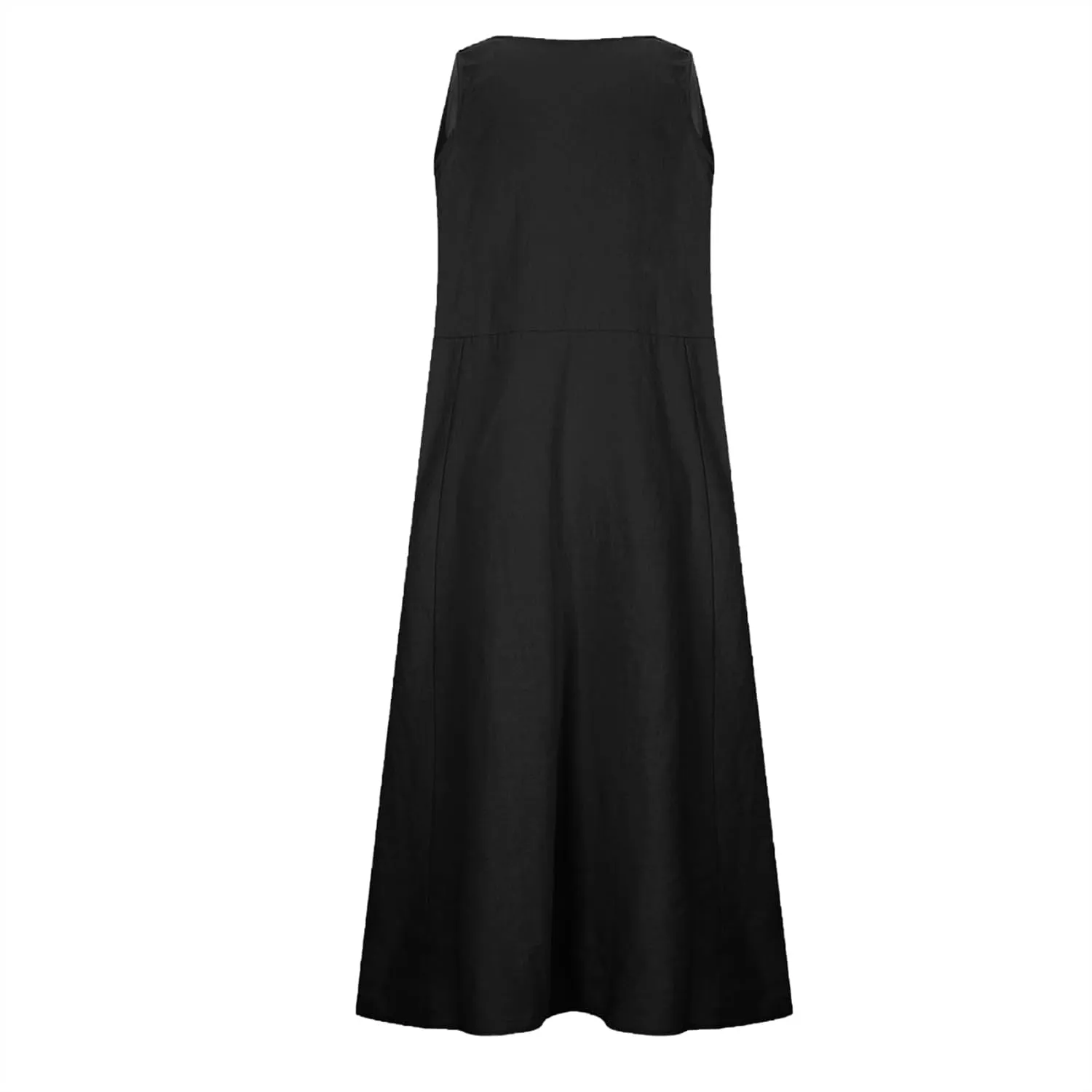 2025 Summer Dresses Women Cotton Linen Tank Dress Maxi Long Pleated Sleeveless Flowy Swing Beach Sundress Pockets