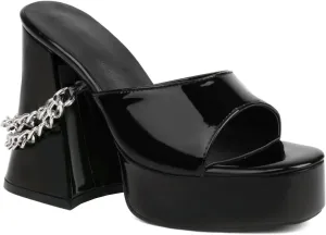 4.72" Platform Heel Sandals for Women with Y2K Punk Skull&Chain Straps Fashion Comfort Slip on Summer Sandals