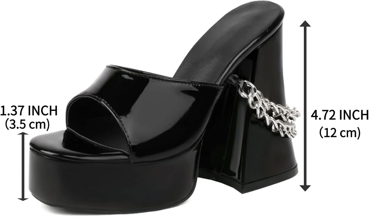 4.72" Platform Heel Sandals for Women with Y2K Punk Skull&Chain Straps Fashion Comfort Slip on Summer Sandals