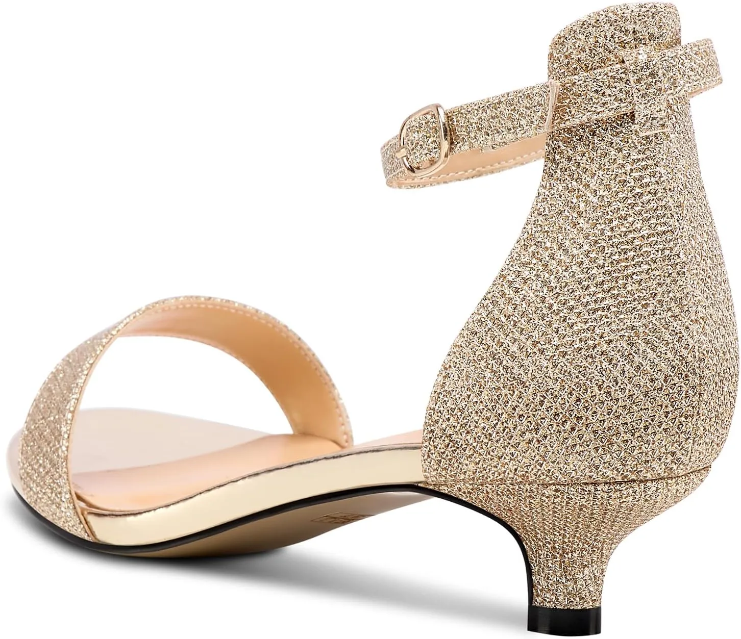 Aachcol Womens Low Kitten Heel Peep Open Toe Sandals Ankle Strap Two-Piece Buckle Prom Party Dress Summer 1.2 Inches Heels