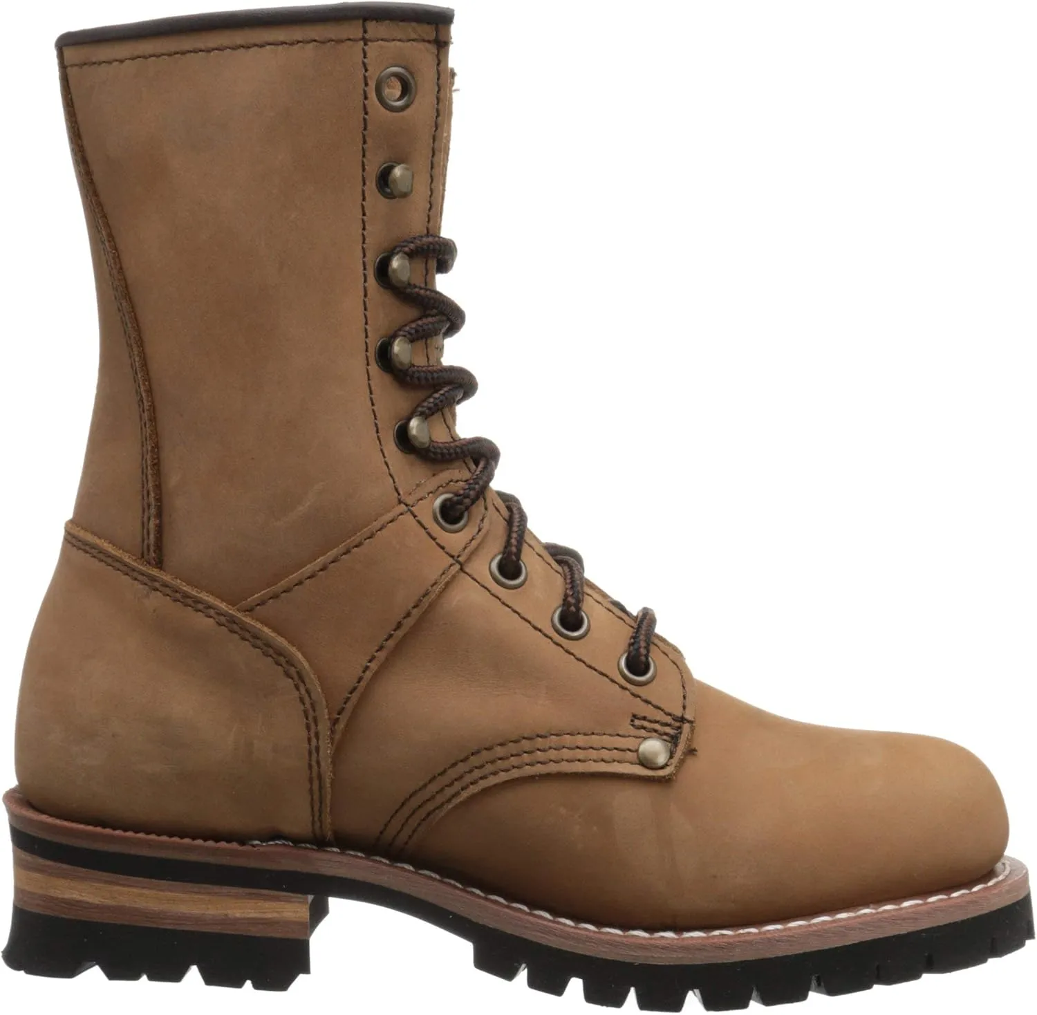 Ad Tec 9" Women Logger Boots Crazy Horse Leather, Plain Soft Safety Toe with Oil Resistant Lug Sole