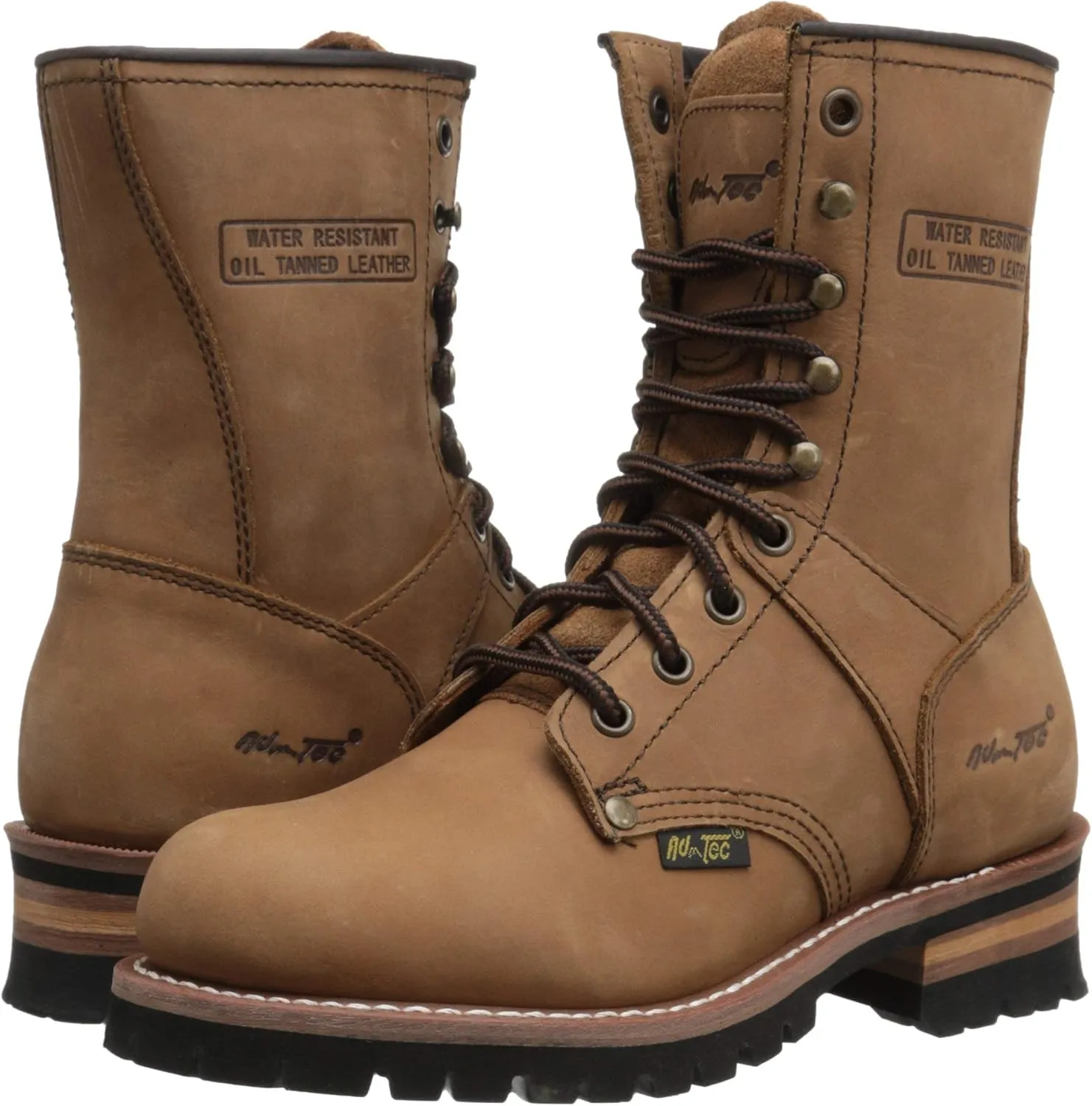 Ad Tec 9" Women Logger Boots Crazy Horse Leather, Plain Soft Safety Toe with Oil Resistant Lug Sole