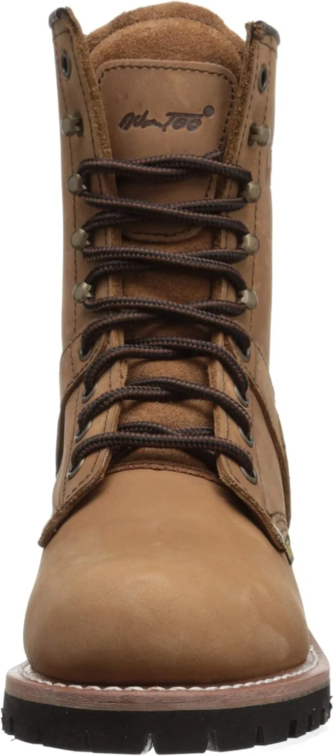 Ad Tec 9" Women Logger Boots Crazy Horse Leather, Plain Soft Safety Toe with Oil Resistant Lug Sole