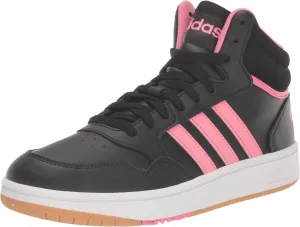 adidas Originals Hoops 3.0 Mid_Legacy Sneaker, Black/Pink Fusion/White, 13 US Unisex Little Kid