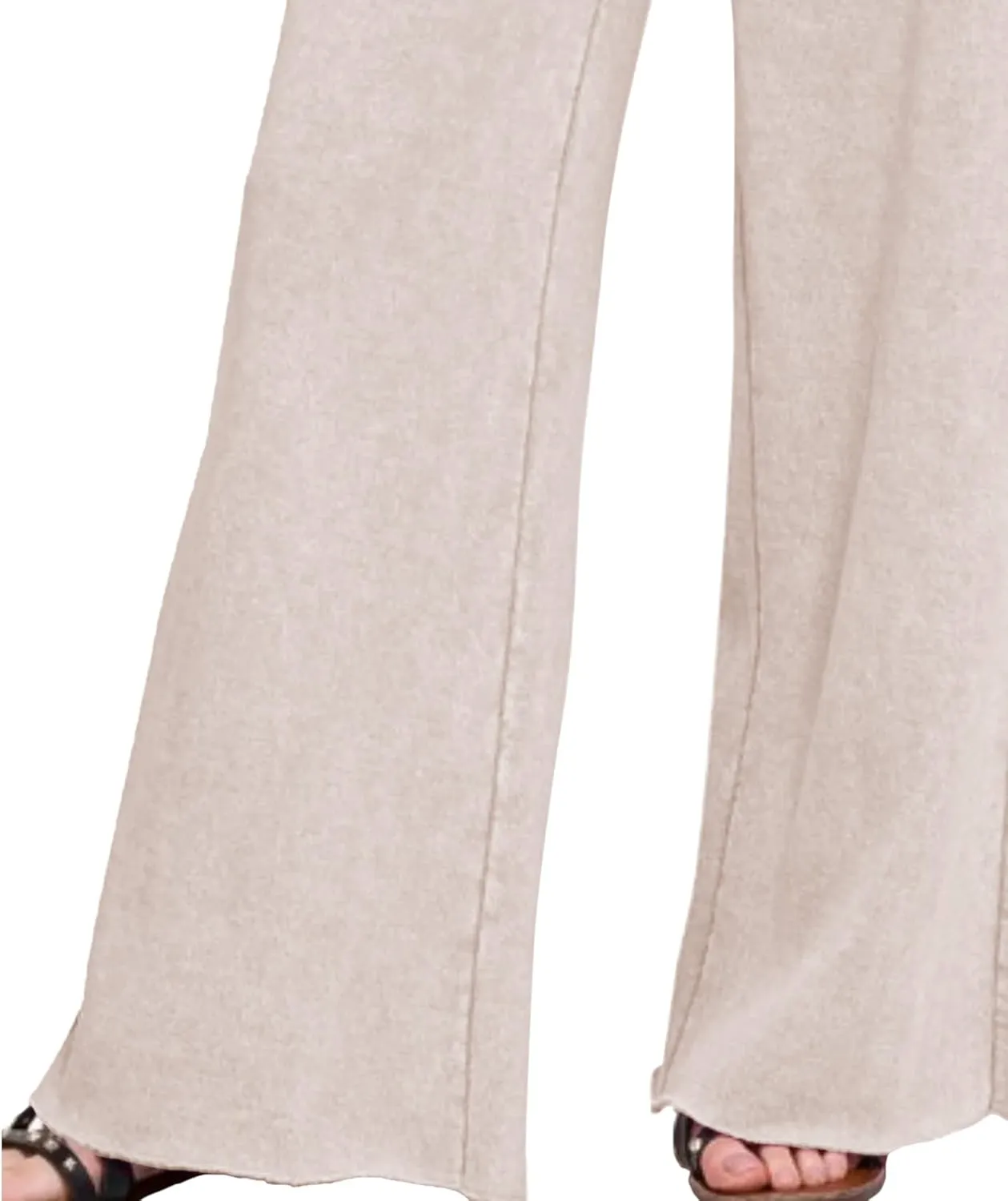 Ainangua Women Acid Wash Palazzo Sweatpants Casual High Waist Drawstring Wide Leg Pants Baggy Fleece Trousers with Pockets