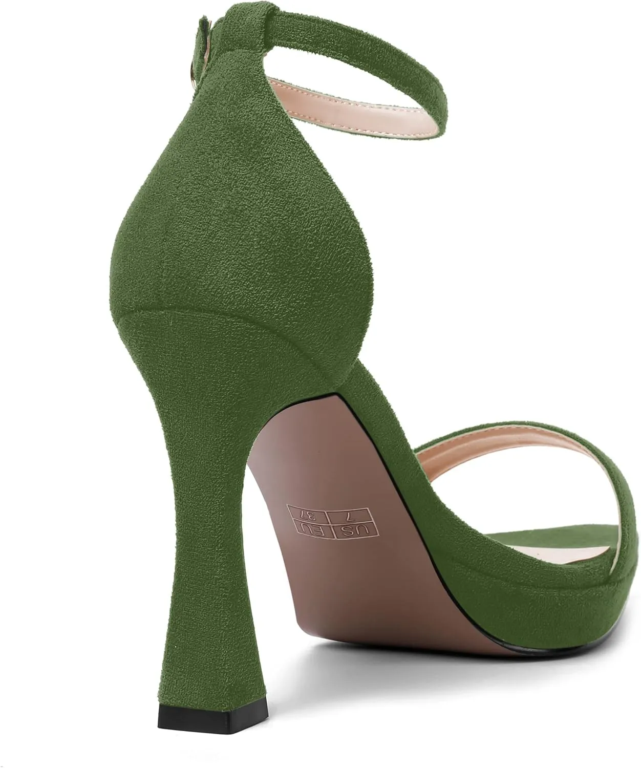 AMBELIGHT Womens Platform Ankle Strap Open Toe Cute Suede Party Heels Buckle Stiletto High Heel Sandals 4 Inch