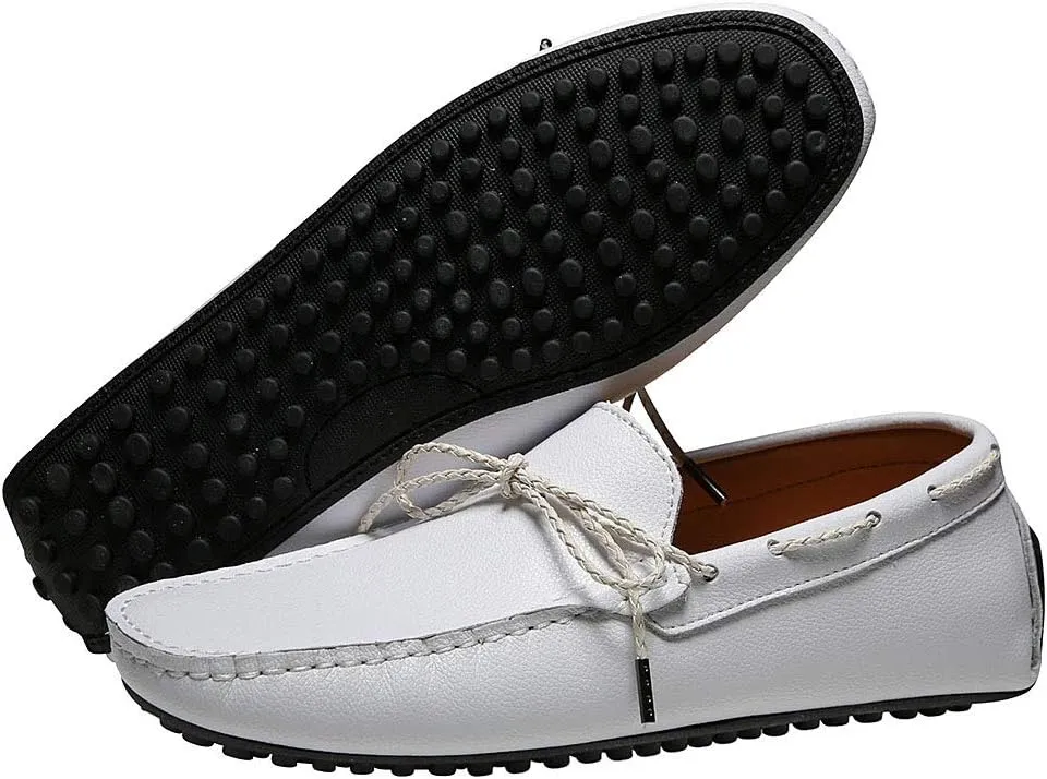 ANUFER Mens Faux Leather Stylish Moccasin Slippers Penny Loafers