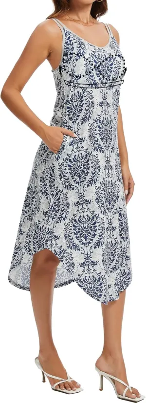 ANYFITTING Built in Bra Summer Dresses for Women 2025 Midi Flowy Hawaiian Casual Dress with Pockets Floral Sundresses
