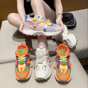 Autumn Ladies Casual Sneakers for Women Fashion Color Platform Shoes Mesh Breathable Lady Running Sporty Lace-up Shoes
