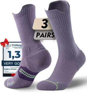Bamboo Viscose Compression Running Crew Socks, Coolmax Moisture-Wicking Anti-Blister Hiking&Gym Athletic Socks