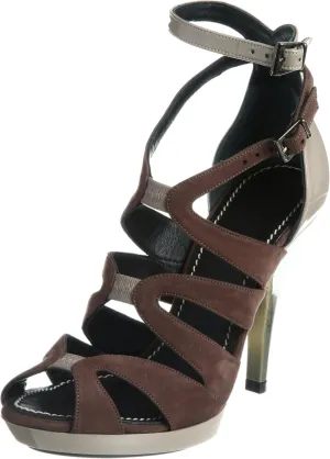 Barbara Bui 57734 Mixed Strap Sandals, dark brown, 24.0 cm