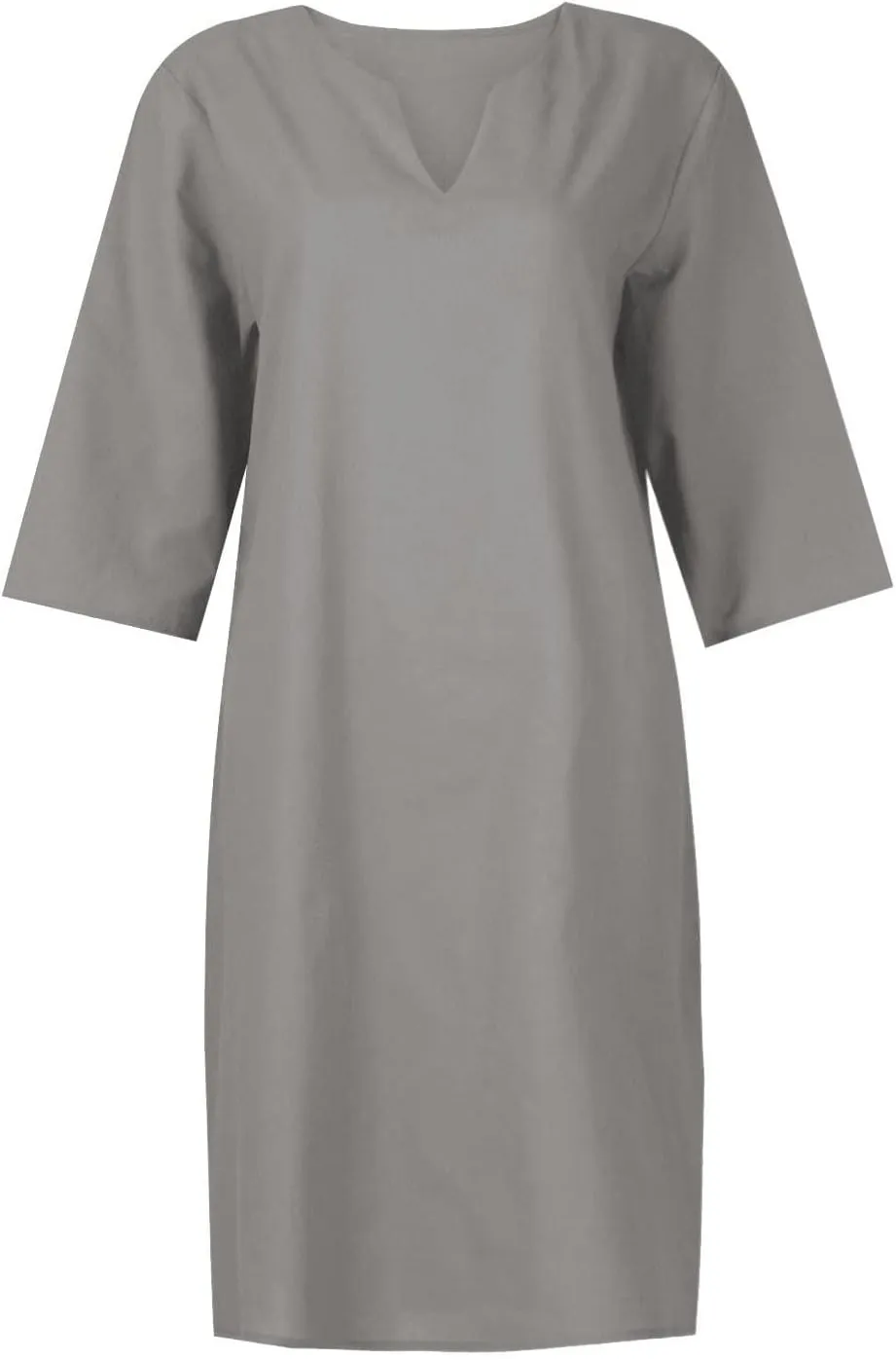 BAXLIMEK Cotton Linen Dresses for Women,2025 Summer Trendy Elegant Plain Beach Dress,Casual 3/4 Sleeve Midi Dress