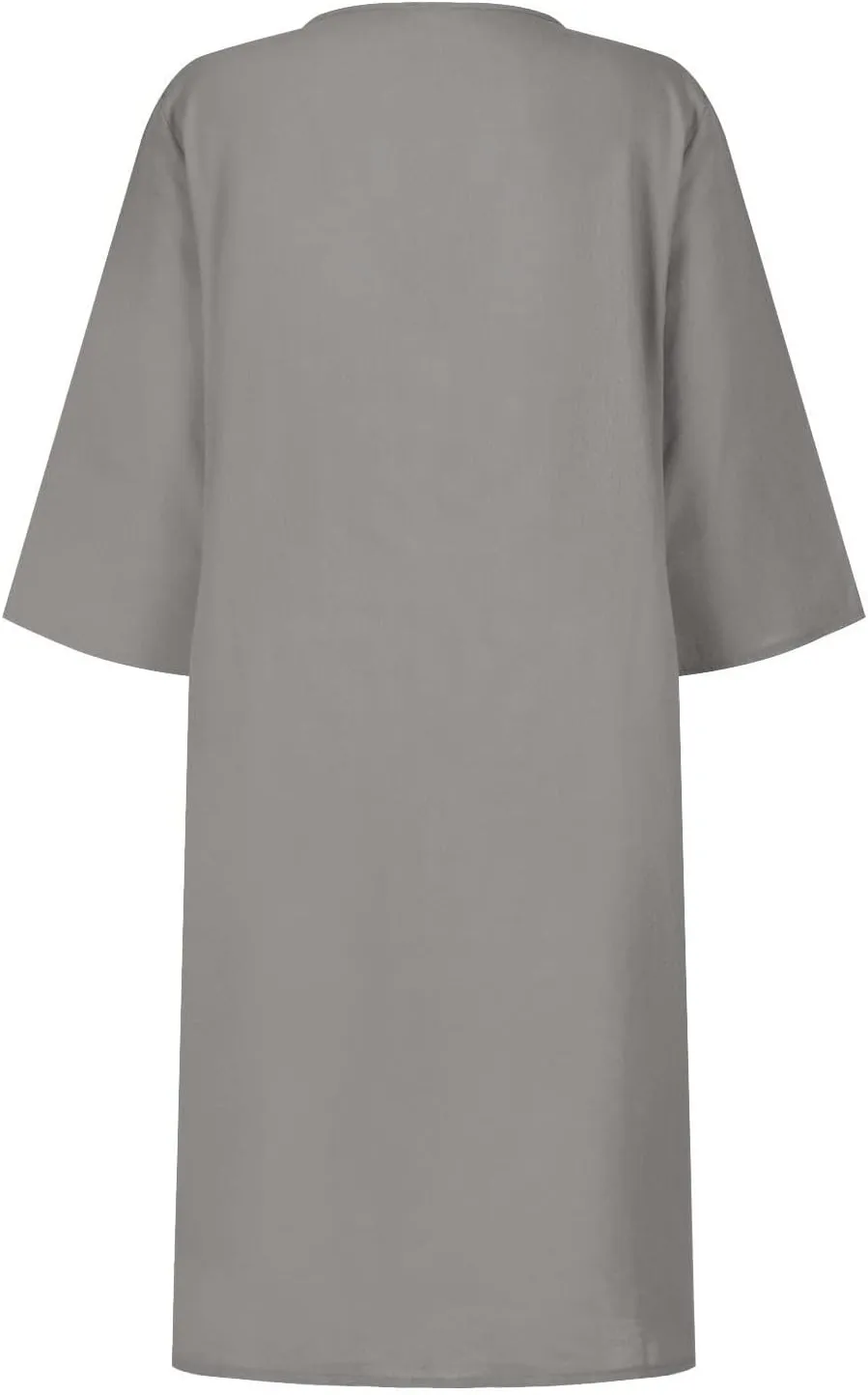 BAXLIMEK Cotton Linen Dresses for Women,2025 Summer Trendy Elegant Plain Beach Dress,Casual 3/4 Sleeve Midi Dress