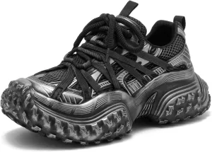 BEAU TODAY Chunky Sneakers for Women，Womens Fashion Sneakers, Genuine Leather Sneakers for Women, Lace Up Comfortable Casual Walking Dad Shoes