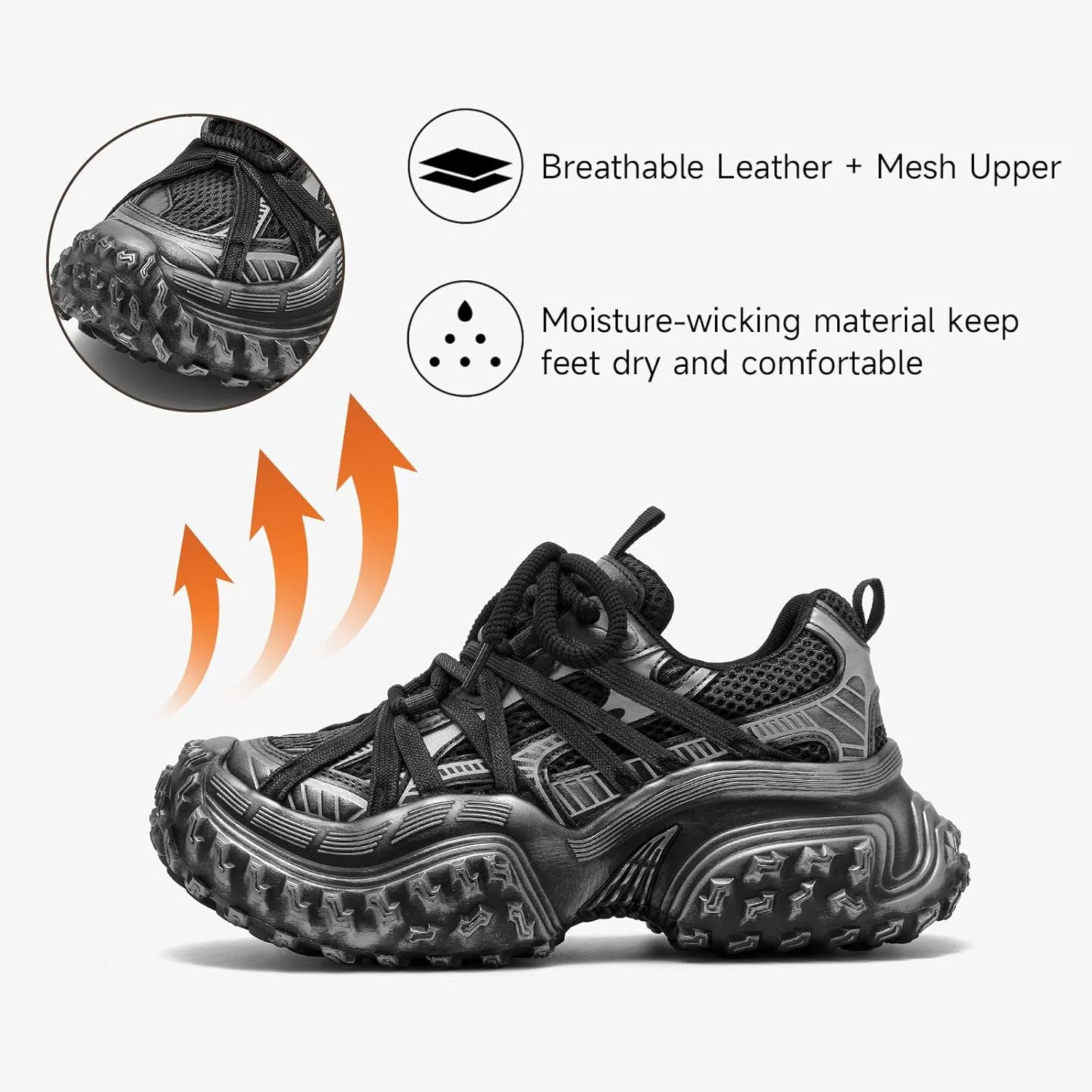 BEAU TODAY Chunky Sneakers for Women，Womens Fashion Sneakers, Genuine Leather Sneakers for Women, Lace Up Comfortable Casual Walking Dad Shoes