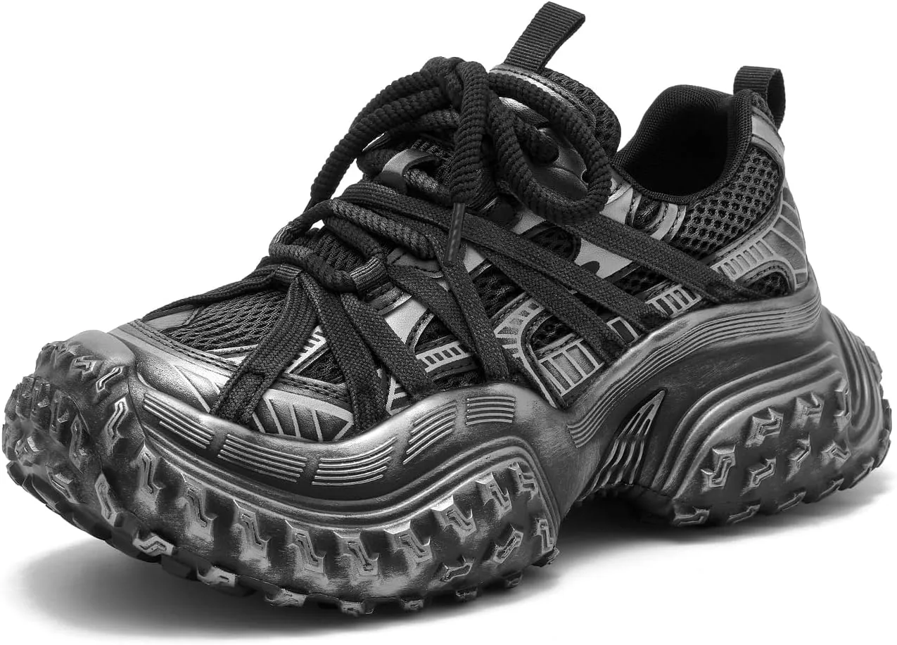 BEAU TODAY Chunky Sneakers for Women，Womens Fashion Sneakers, Genuine Leather Sneakers for Women, Lace Up Comfortable Casual Walking Dad Shoes