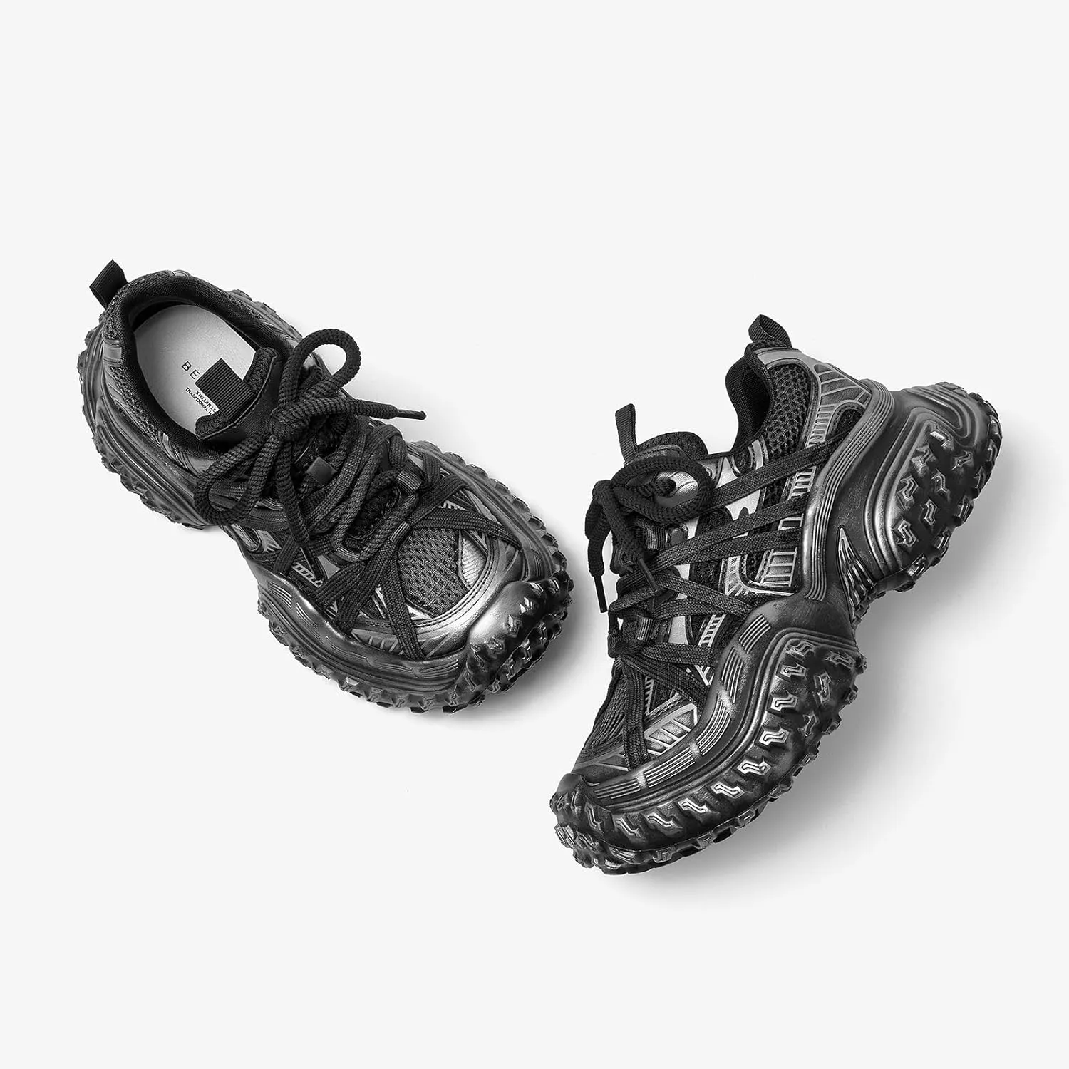 BEAU TODAY Chunky Sneakers for Women，Womens Fashion Sneakers, Genuine Leather Sneakers for Women, Lace Up Comfortable Casual Walking Dad Shoes
