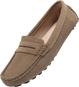 BEAUSEEN Women's Genuine Leather Penny Loafers Classic Driving Moccasins Casual Slip On Comfort Women Loafer Shoes