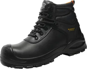 Black Work Boots for Men Composite Toe Non Slip Comfortable Leather Waterproof Lightweight Industrial Construction Safety Shoes