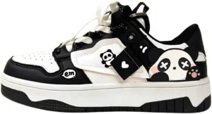 Bobo's House Sparkly Eyed Panda Chunky Sneakers Kawaii Unisex Vegan Leather Platform Shoes