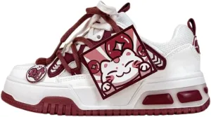 Bobo's House Women's Lunar New Year Chubby Kitty Chunky Sneakers Special Edition Cat Themed Shoes