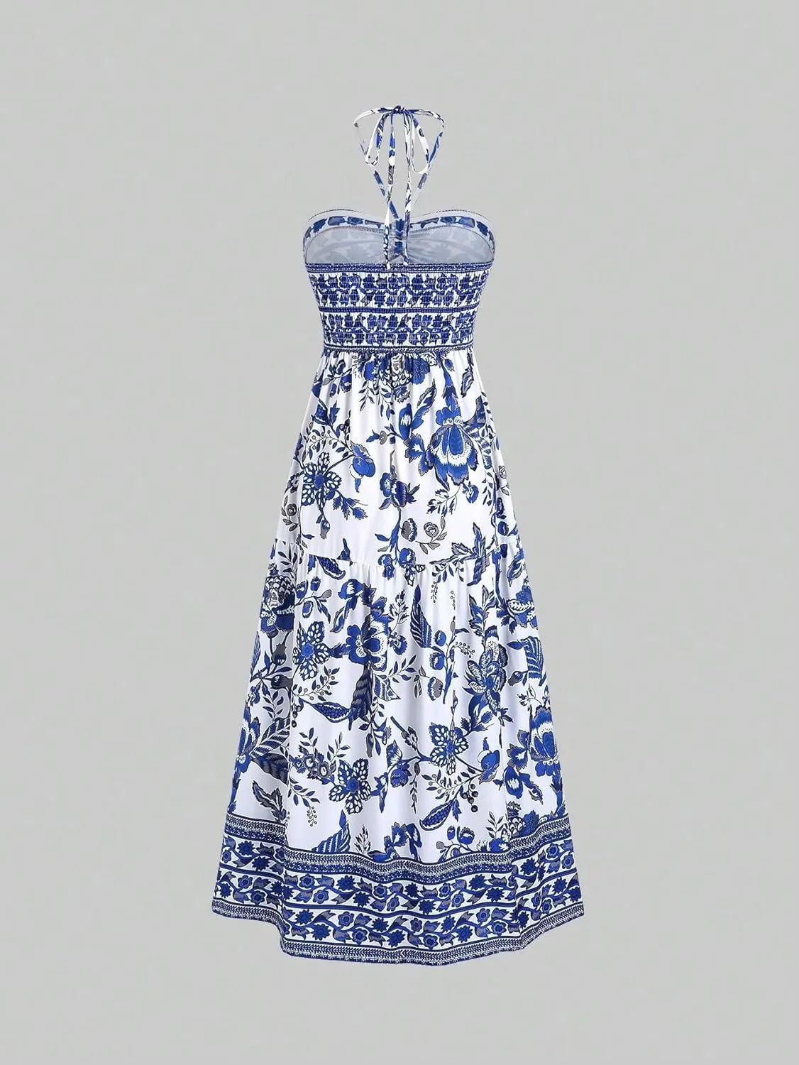 Boho Maxi Dress Halter Tube Sleeveless Sundress Summer Vacation Beach Floral Dresses 2025 Halter Dresses