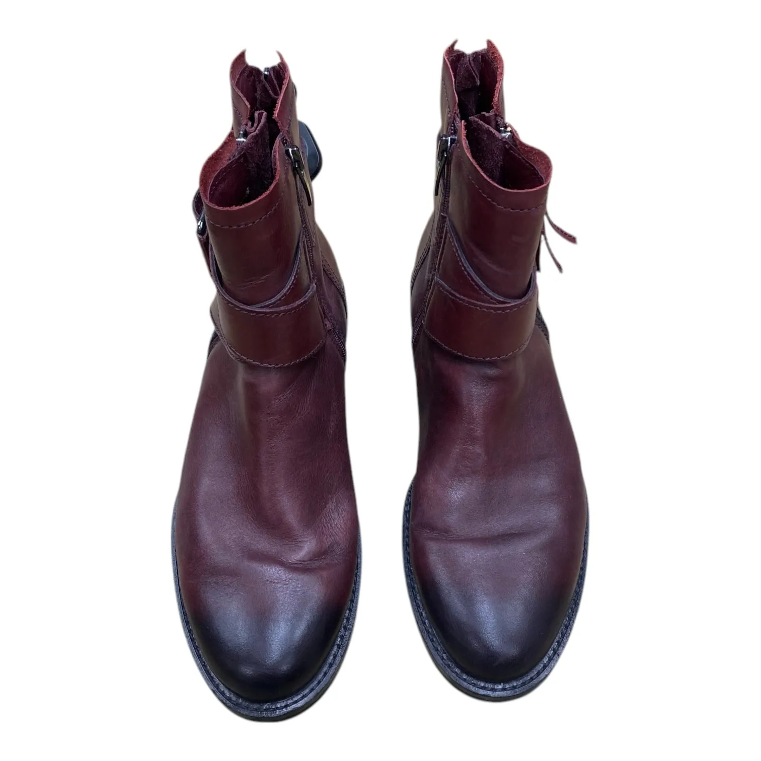 Boots Ankle Flats By Ecco In Maroon, Size: 8