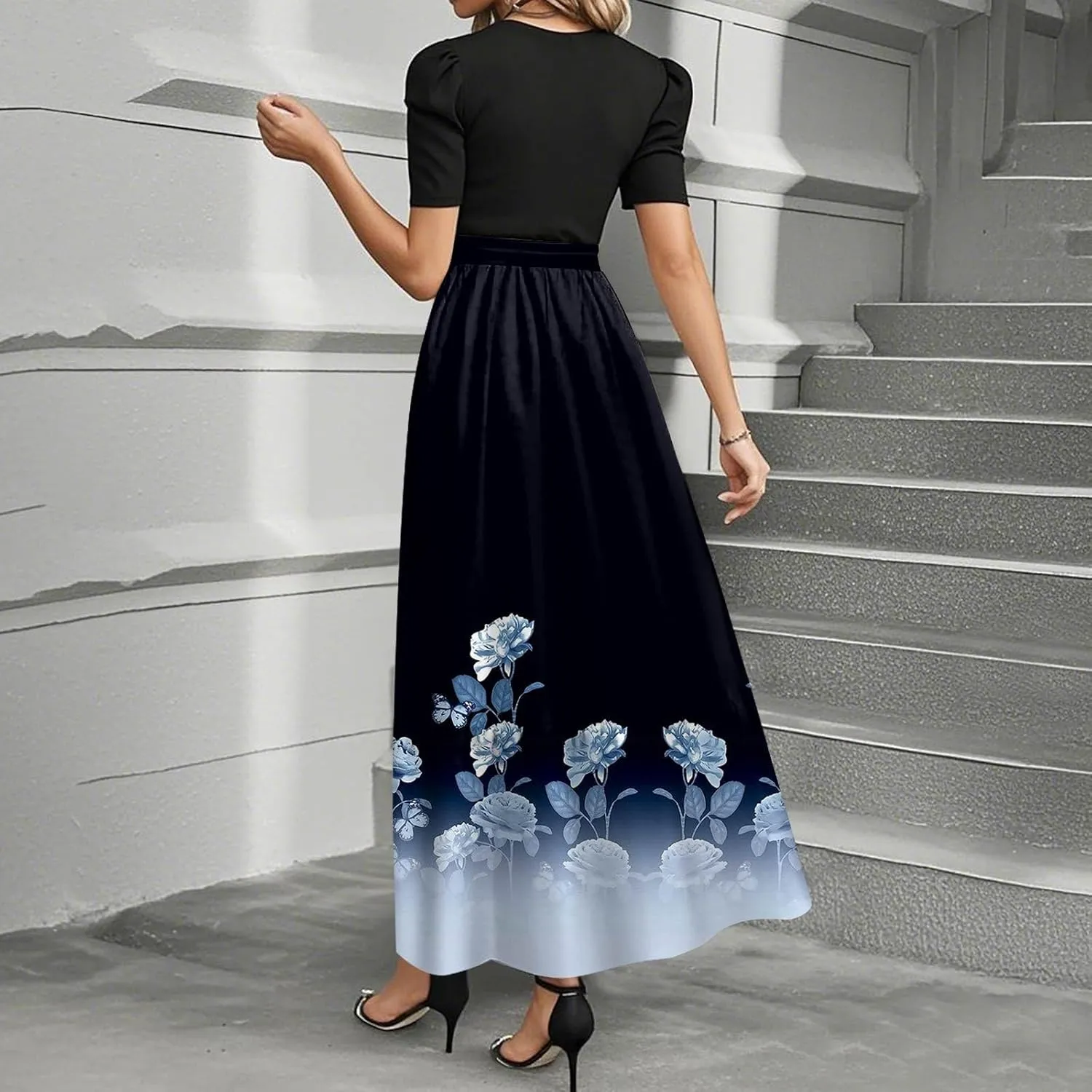 Bow Detail Maxi Dresses for Women 2025, High Waisted Spring Elegant Trendy Casual Beach Womens Sundresses