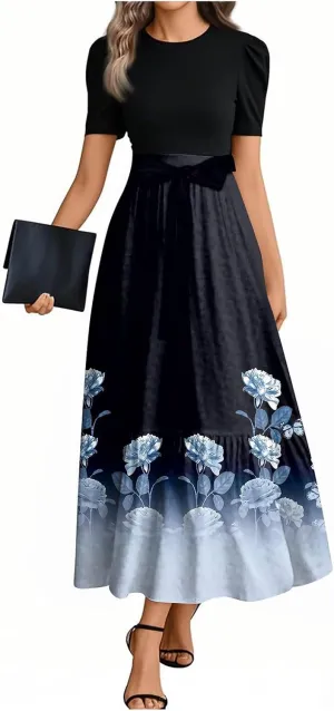 Bow Detail Maxi Dresses for Women 2025, High Waisted Spring Elegant Trendy Casual Beach Womens Sundresses