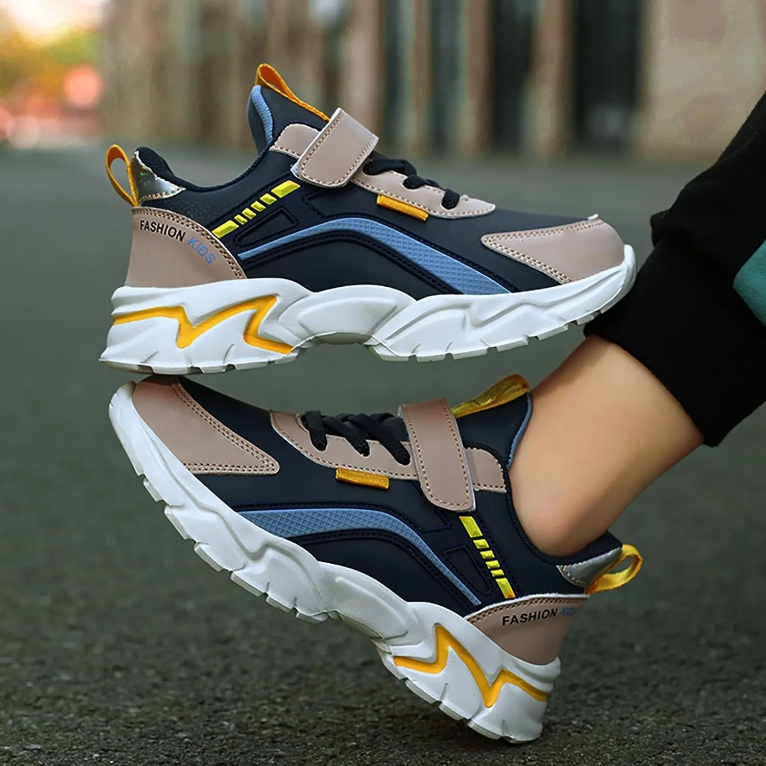 Boys Girls Running Shoes Kids Chunky Platform Toddler Sneakers Lightweight Lace Up Tennis Shoes Gym Athletic Shoes
