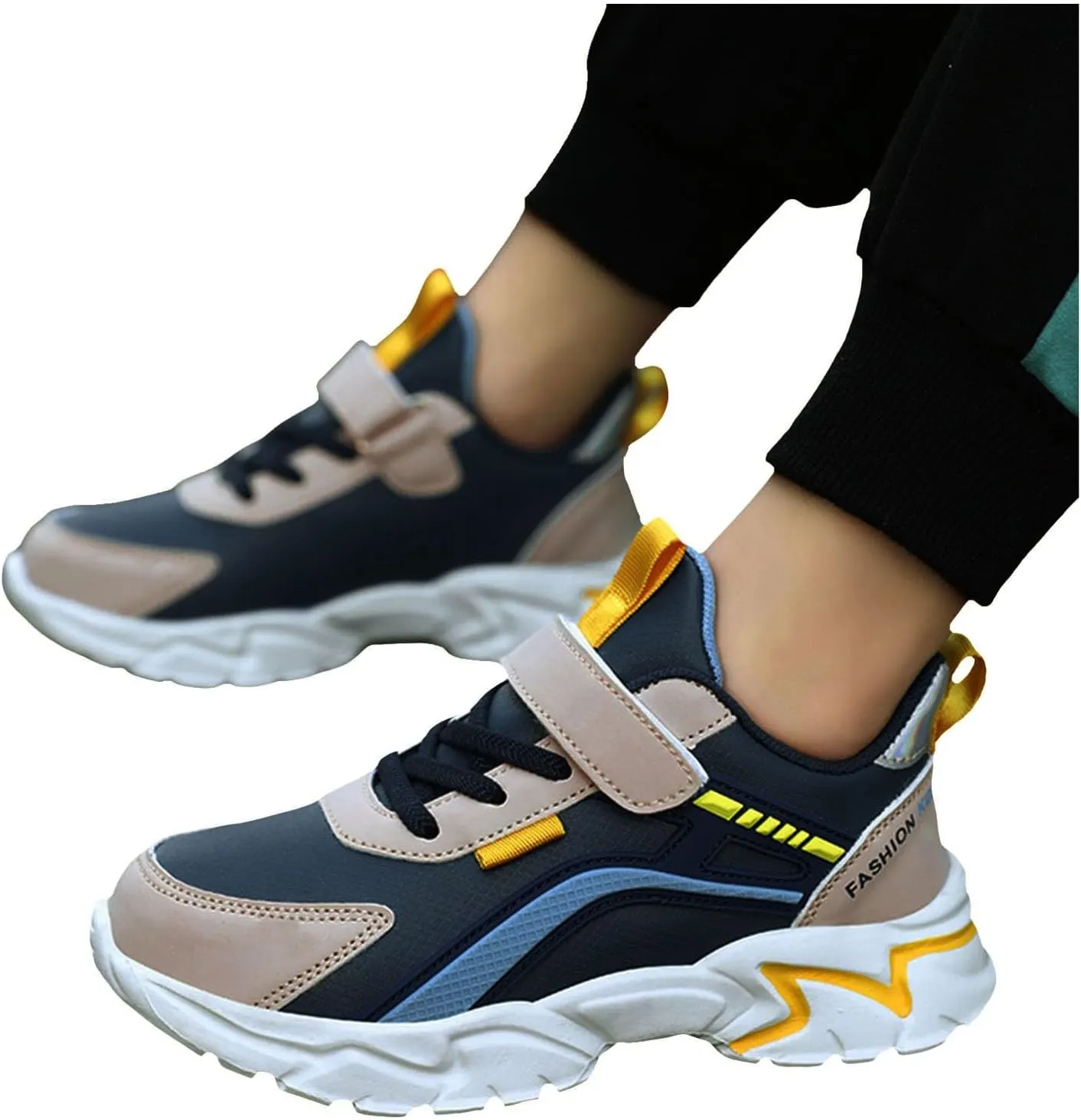 Boys Girls Running Shoes Kids Chunky Platform Toddler Sneakers Lightweight Lace Up Tennis Shoes Gym Athletic Shoes
