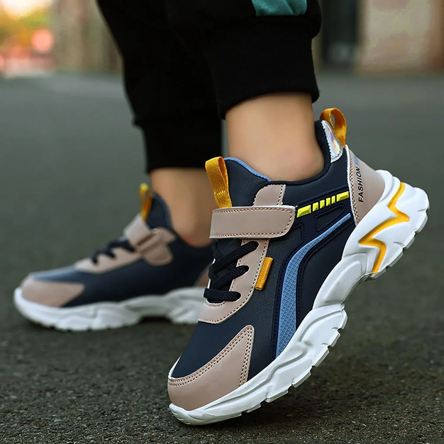 Boys Girls Running Shoes Kids Chunky Platform Toddler Sneakers Lightweight Lace Up Tennis Shoes Gym Athletic Shoes
