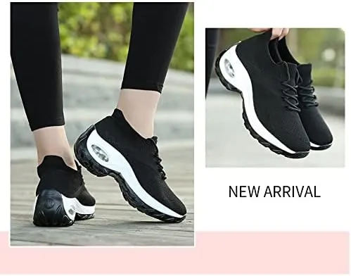 Breathable Chunky Sneakers for Women - Lace Up Air Cushion Shoes for Casual and Hiking