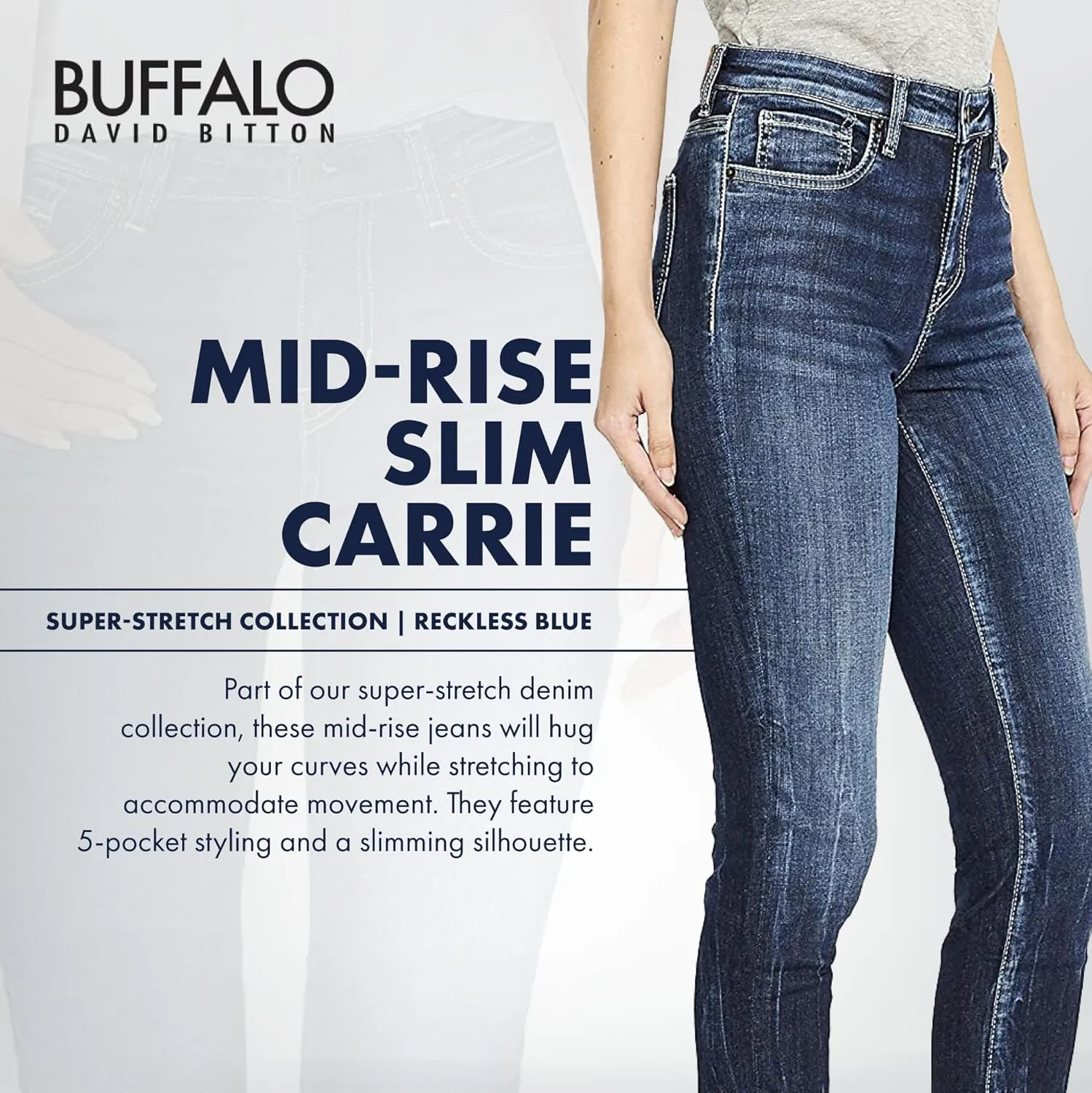 Buffalo David Bitton Women's Carrie Mid Rise Slim Jeans