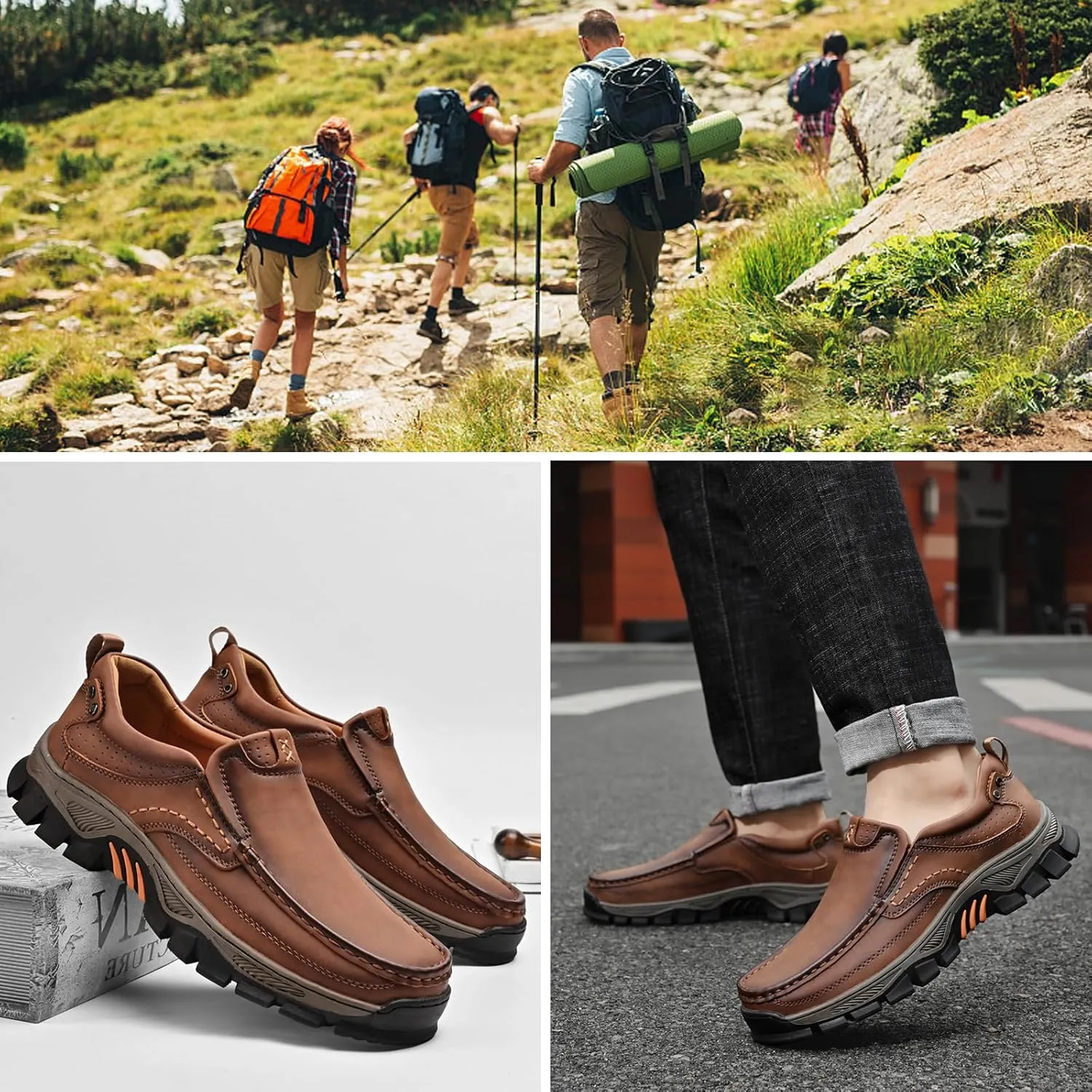 bumuam Shoes for Men, Lightweight Breathable Casual Sneaker, Slip on Shoes for Men Work Loafers, Orthopedic Shoes, for Travel, Camping, Running