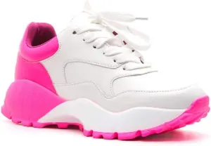 Cape Robbin DIP Glossy Neon Chunky Platform Lace up Sneakers