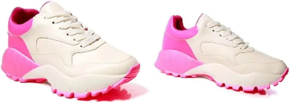 Cape Robbin DIP Glossy Neon Chunky Platform Lace up Sneakers