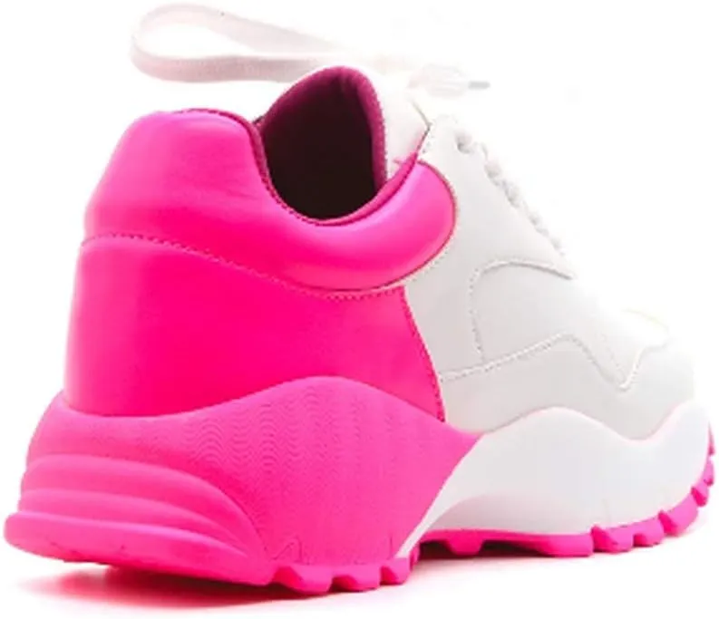 Cape Robbin DIP Glossy Neon Chunky Platform Lace up Sneakers