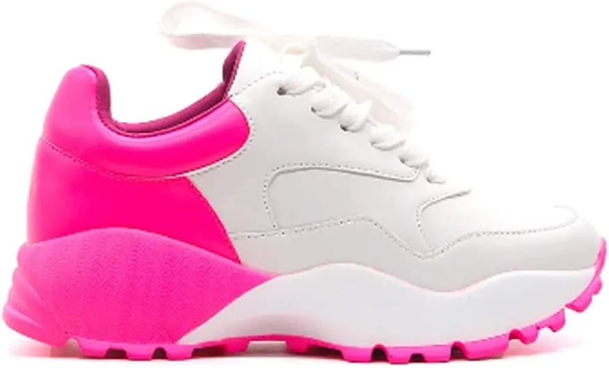 Cape Robbin DIP Glossy Neon Chunky Platform Lace up Sneakers