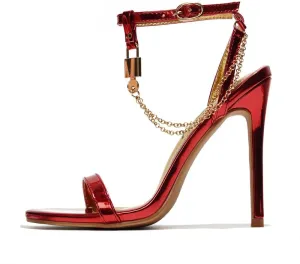 Cape Robbin Women's Mabelle Ankle Strap Chain Detail Stiletto Heel Sandal
