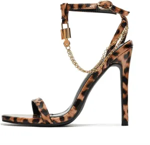Cape Robbin Women's Mabelle Ankle Strap Chain Detail Stiletto Heel Sandal