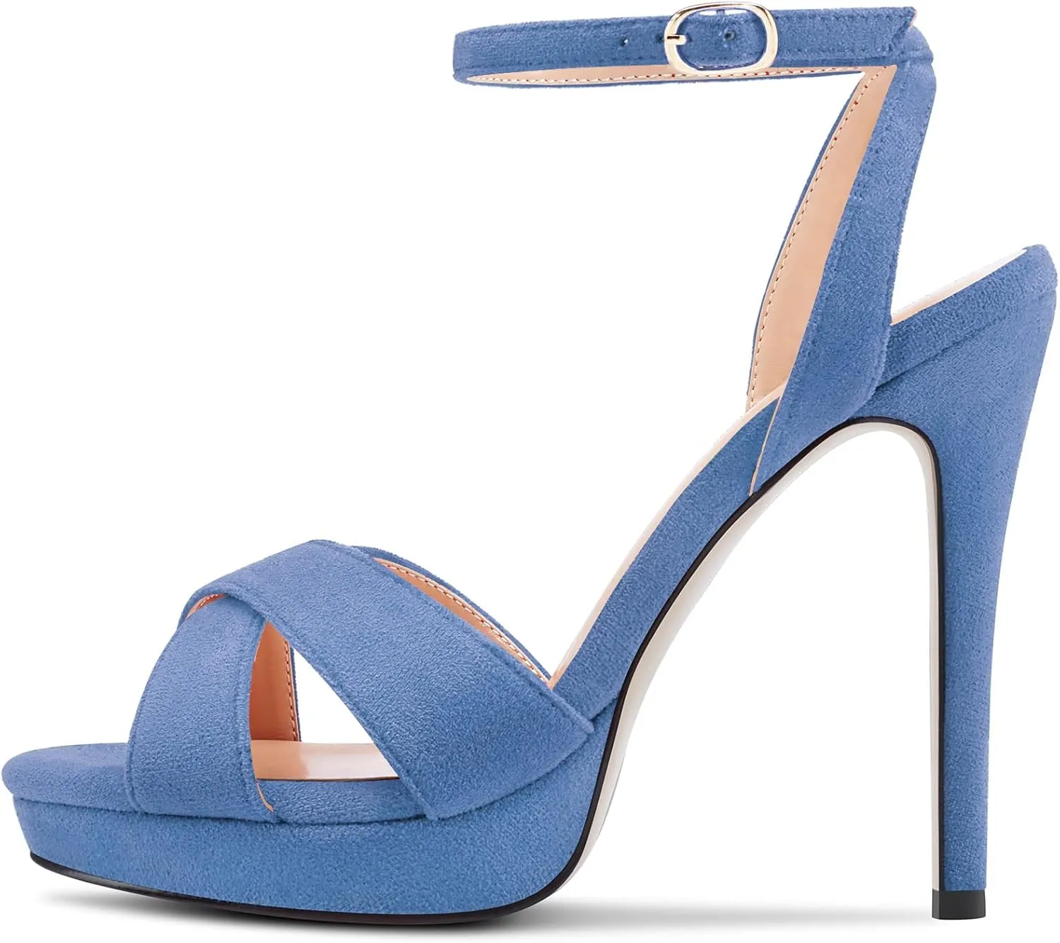 Castamere Women Stiletto High Platform Heel Peep Open Toe Ankle Strap Sandals Wedding Prom 4.7 Inches Heels