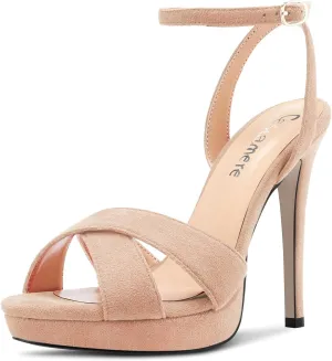 Castamere Women Stiletto High Platform Heel Peep Open Toe Ankle Strap Sandals Wedding Prom 4.7 Inches Heels