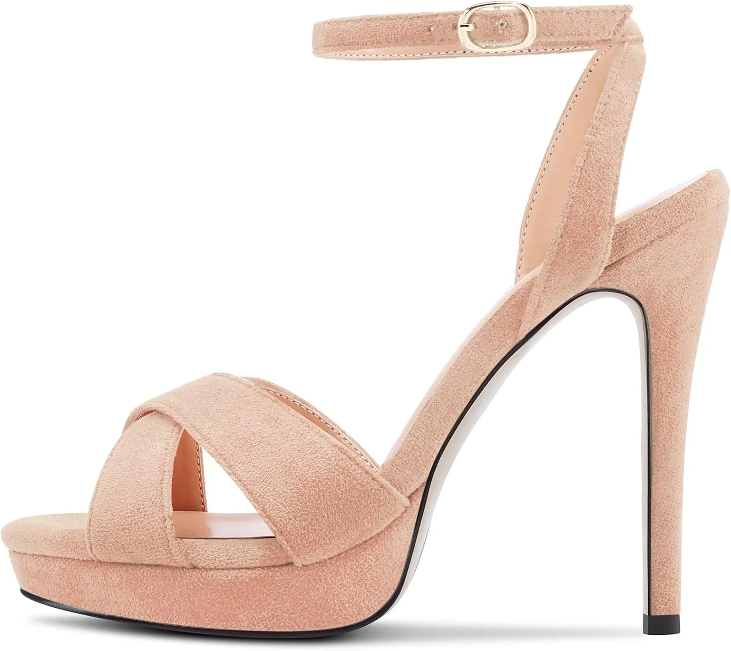 Castamere Women Stiletto High Platform Heel Peep Open Toe Ankle Strap Sandals Wedding Prom 4.7 Inches Heels