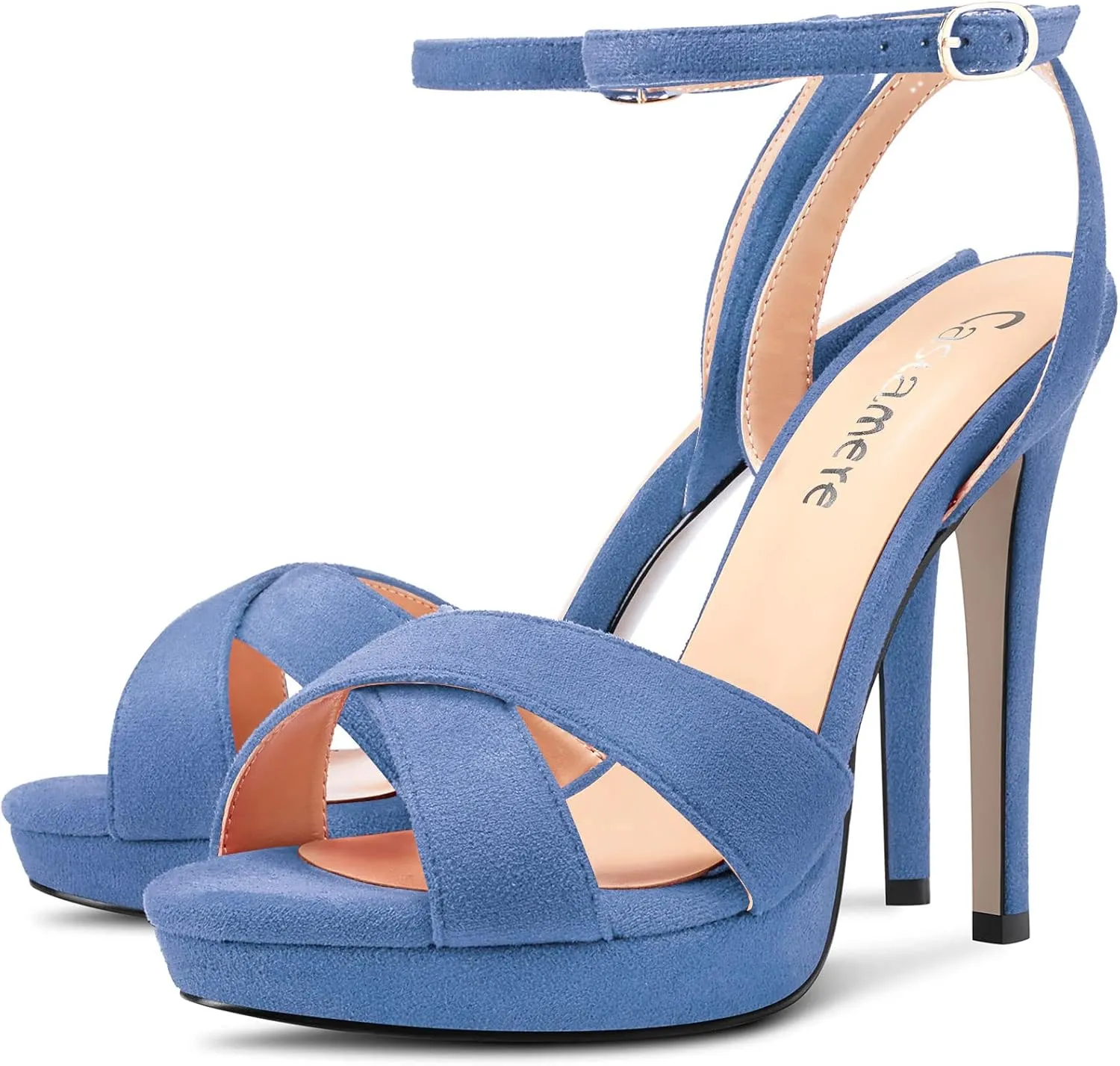 Castamere Women Stiletto High Platform Heel Peep Open Toe Ankle Strap Sandals Wedding Prom 4.7 Inches Heels
