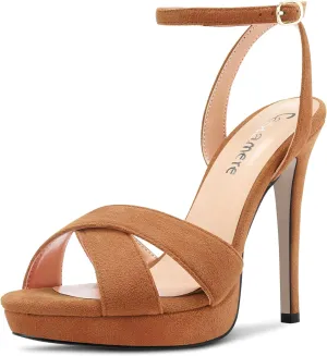 Castamere Women Stiletto High Platform Heel Peep Open Toe Ankle Strap Sandals Wedding Prom 4.7 Inches Heels