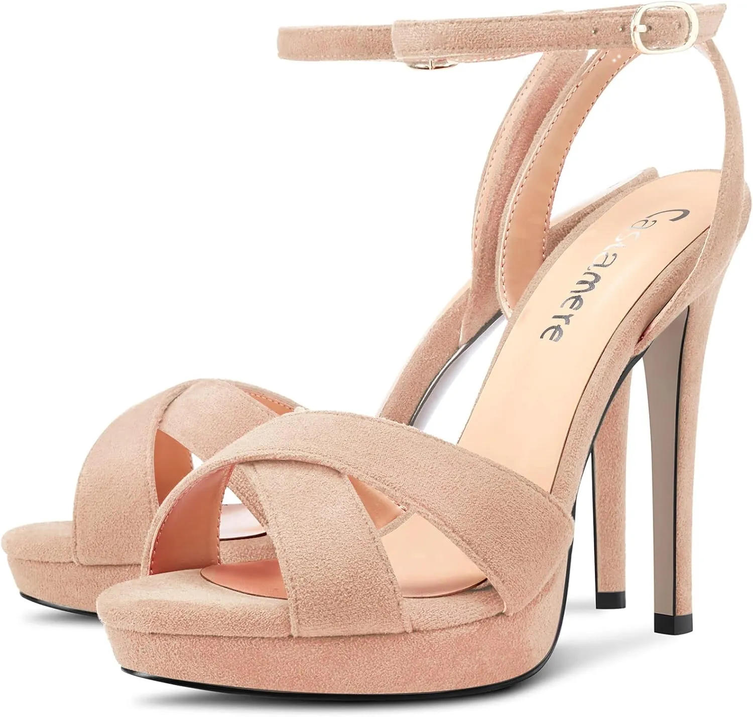 Castamere Women Stiletto High Platform Heel Peep Open Toe Ankle Strap Sandals Wedding Prom 4.7 Inches Heels