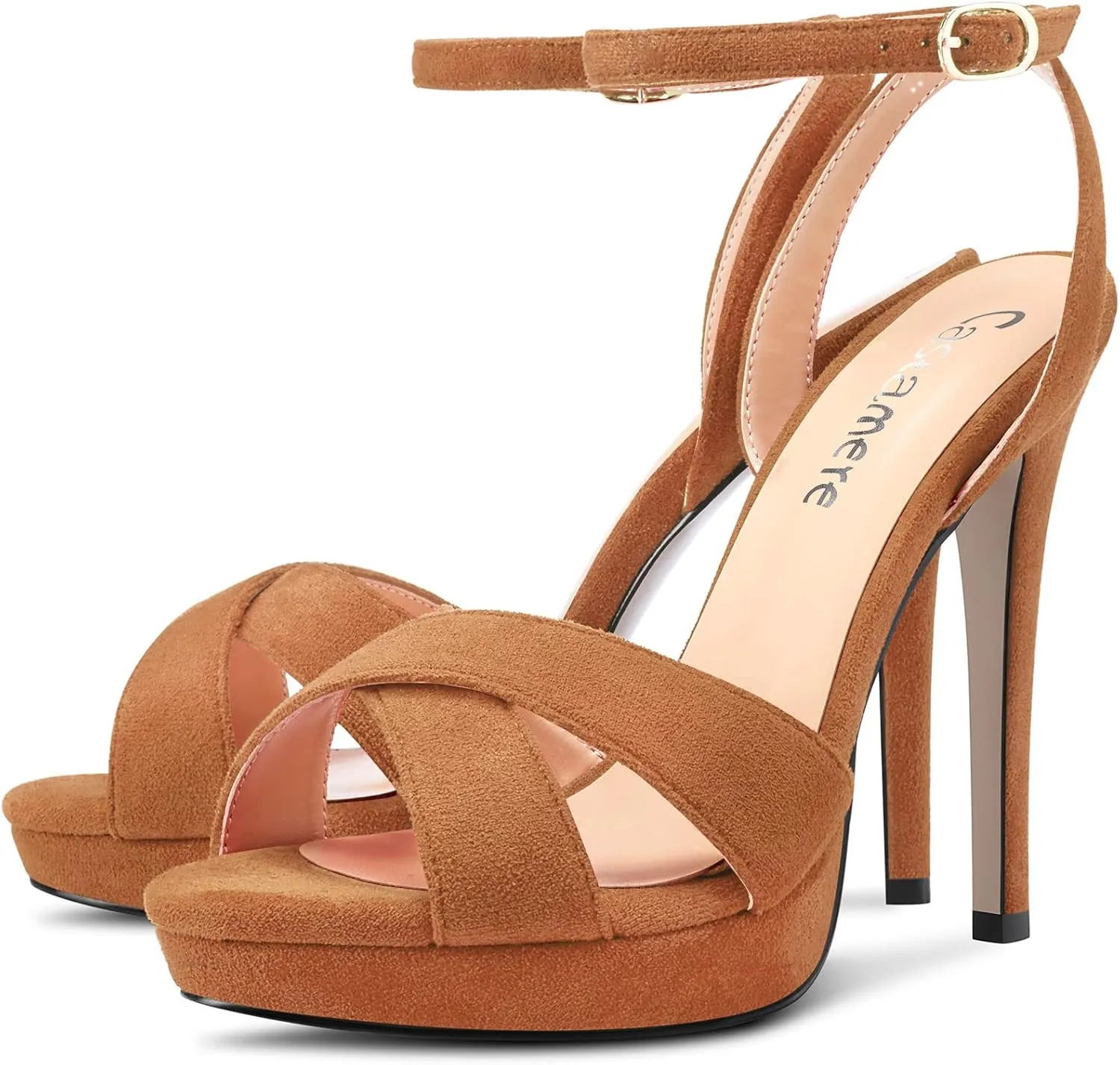 Castamere Women Stiletto High Platform Heel Peep Open Toe Ankle Strap Sandals Wedding Prom 4.7 Inches Heels