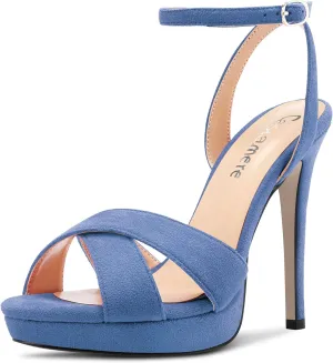 Castamere Women Stiletto High Platform Heel Peep Open Toe Ankle Strap Sandals Wedding Prom 4.7 Inches Heels