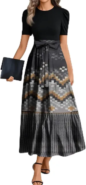 Casual Dresses for Women 2025, Elegant Bow Detail Beach Boho High Waisted Flower Print Womens Sundresses